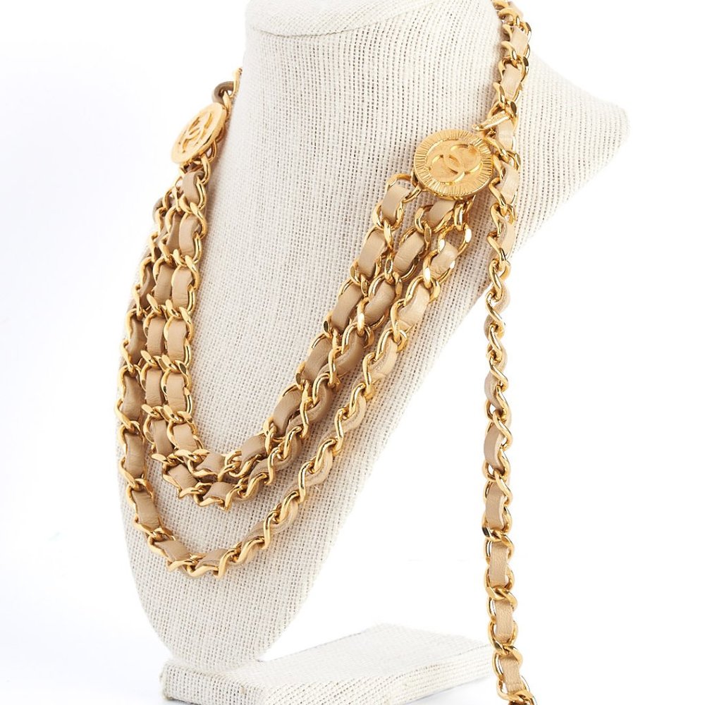 Authentic CHANEL Vintage Belt, Chanel Chain Belt, Chanel Chain and Leather Belt, - Picture 11 of 12